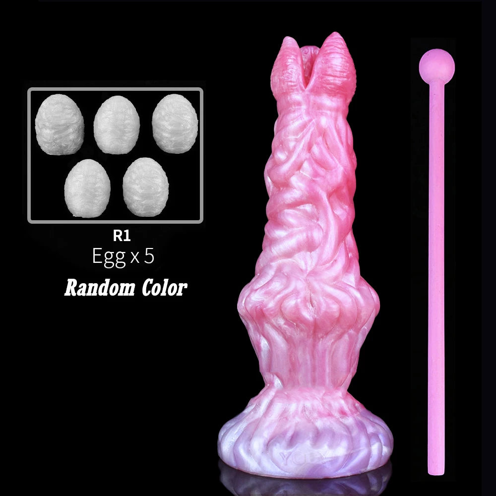 YOCY Silicone Ovipositor Dildo Colorful Lay Eggs Fantasy Anal Plug Vaginal Anus Stimulator Sex Toy For Women Men