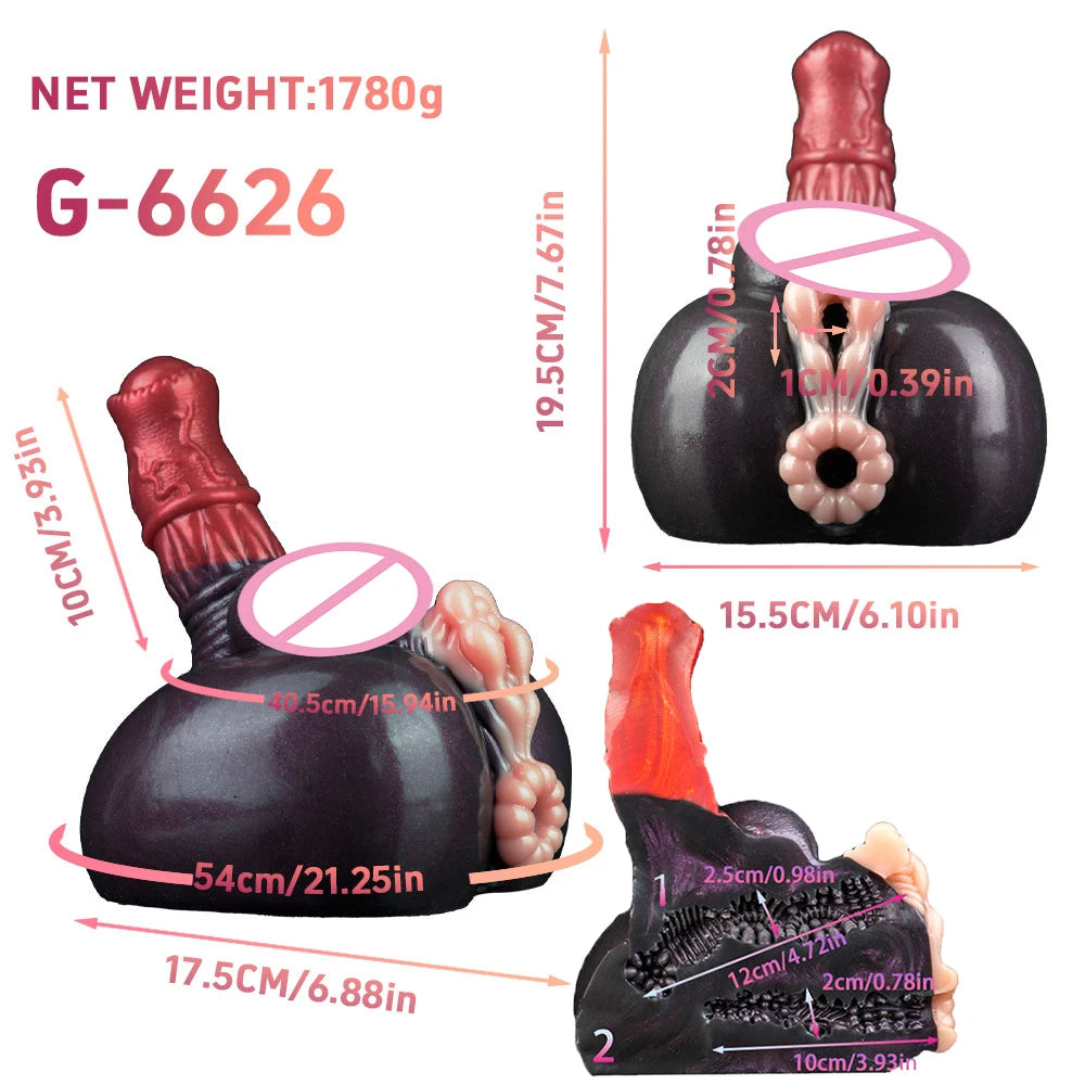 GEEBA Anime Furry Horse Male Masturbator Dual Channel Realistic Vagina Anus Sex Toys for Men Silicone Pocket Pussy Adult Onahole