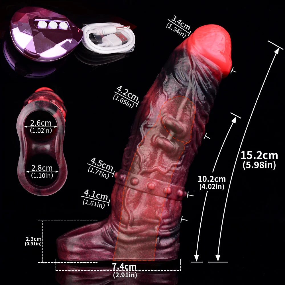 FAAK Remote Control Vibrating Silicone Cock Sleeve 2 Sizes Penis Extender Fantasy Hollow Horse dildo Vibrator Adult Sex Toys