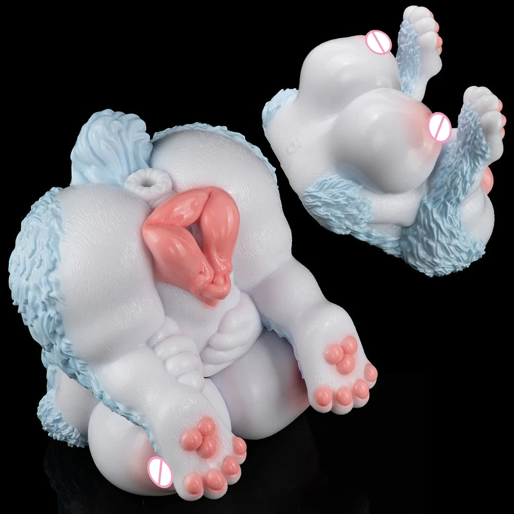 GEEBA Realistic Vagina Anal Male Masturbator Dual Hole Tight Ribbed Internal Structure Onahole Furry Silicone Sex Toys For Men