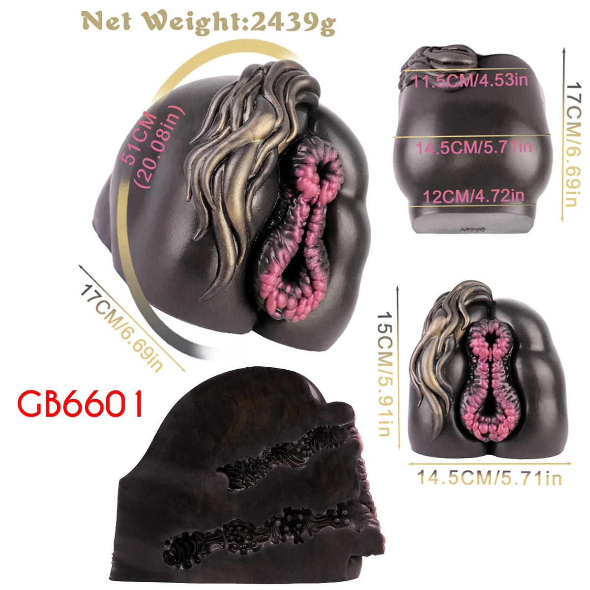 GEEBA Fantasy Monster Silicone Male Masturbator With 3.34in Dildo Dual Hole Pocket Pussy Adult Onahole Realistic Adult Sex Toys