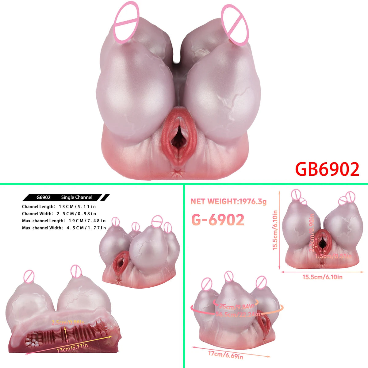 GEEBA Male Masturbator Unique Quad-Breast Alien Design Soft Silicone Pocket Pussy Realistic Texture Adult Onshole Men's Stroker