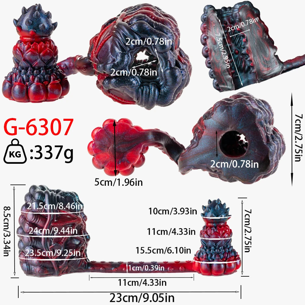 GEEBA Fantasy Multi Eyed Texture Male Masturbator Linked Tail Sex Toys for Men Soft Silicone Pocket Pussy Monster Men's Stroker